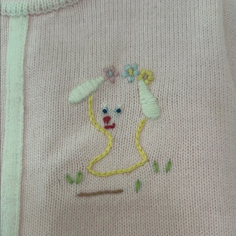Lord & Taylor Infant Pink Sweater dress with Embroidered Animals - Picture 5 of 6